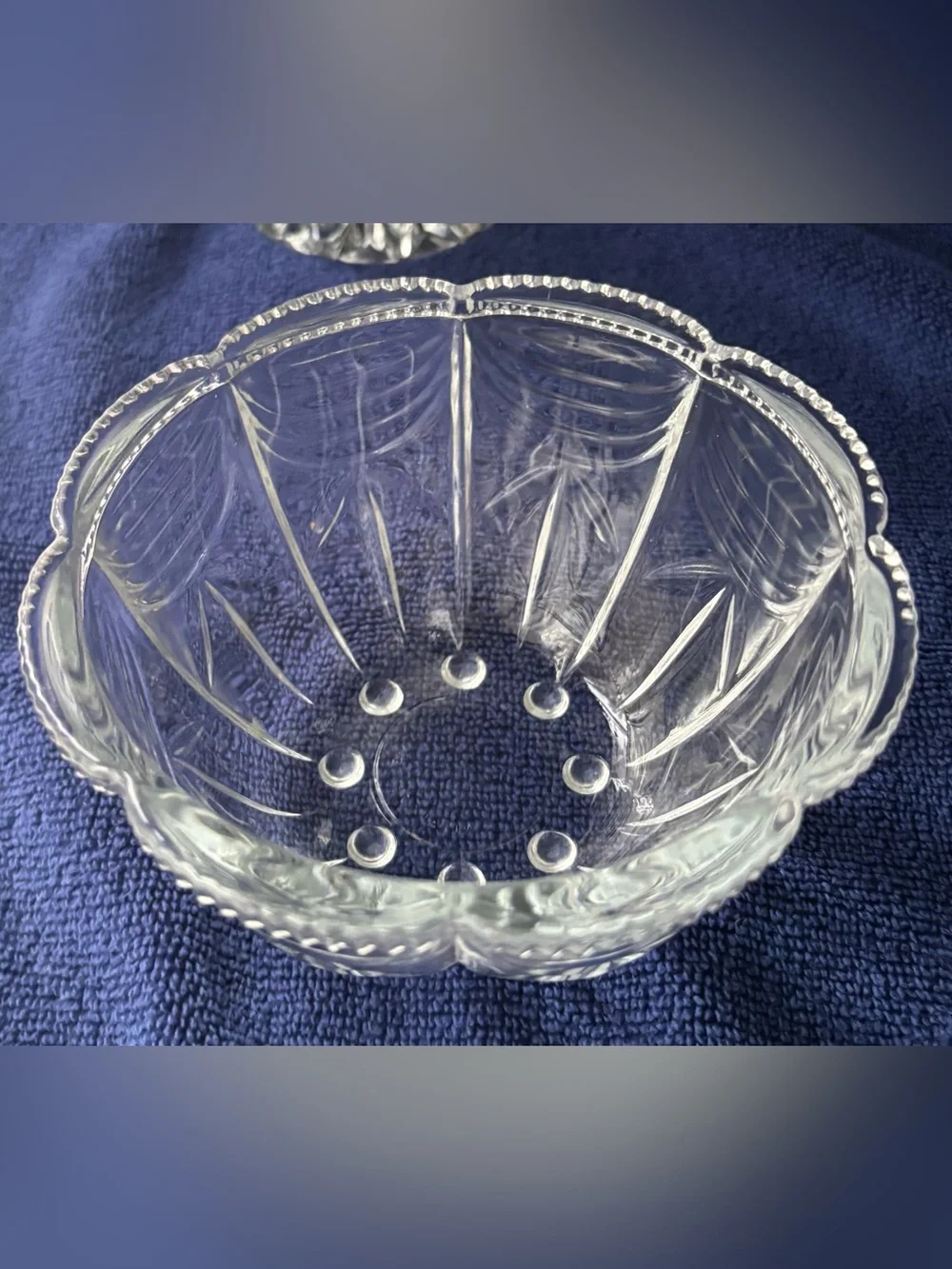 Vintage KIG Indonesia Clear Glass Scalloped Swag Bowl Candy Dish
